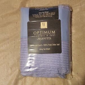 NEW! Wamsutta Optimum Comfort Blue King Flat Sheet
